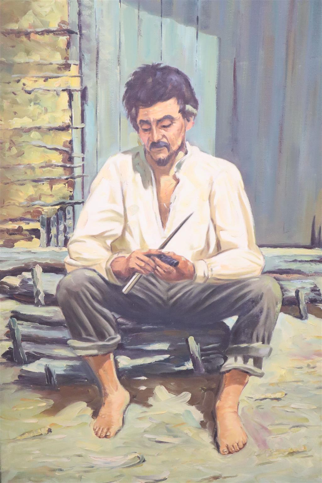 Chediac (20thC Brazilian), six oils on canvas, Portraits in landscapes, largest 66 x 107cm